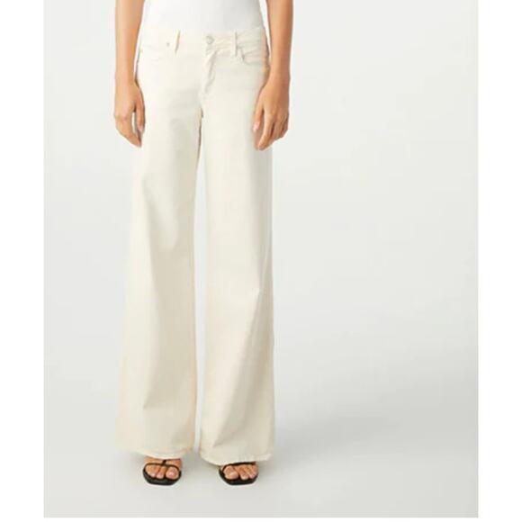 AMO Sabine Denim Wide Leg Jean Pant Size 27 Bone Ivory Cream - Picture 1 of 5